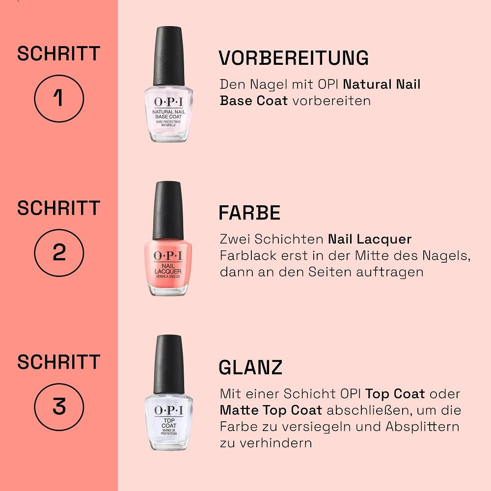 Lac de unghii OPI Nail Lacquer în nuanțe de negru și maro – Oja cu uscare rapidă, rezistentă la ciobire și de lungă durată – durează până la 7 zile – cu pensulă ProWide extra-lată