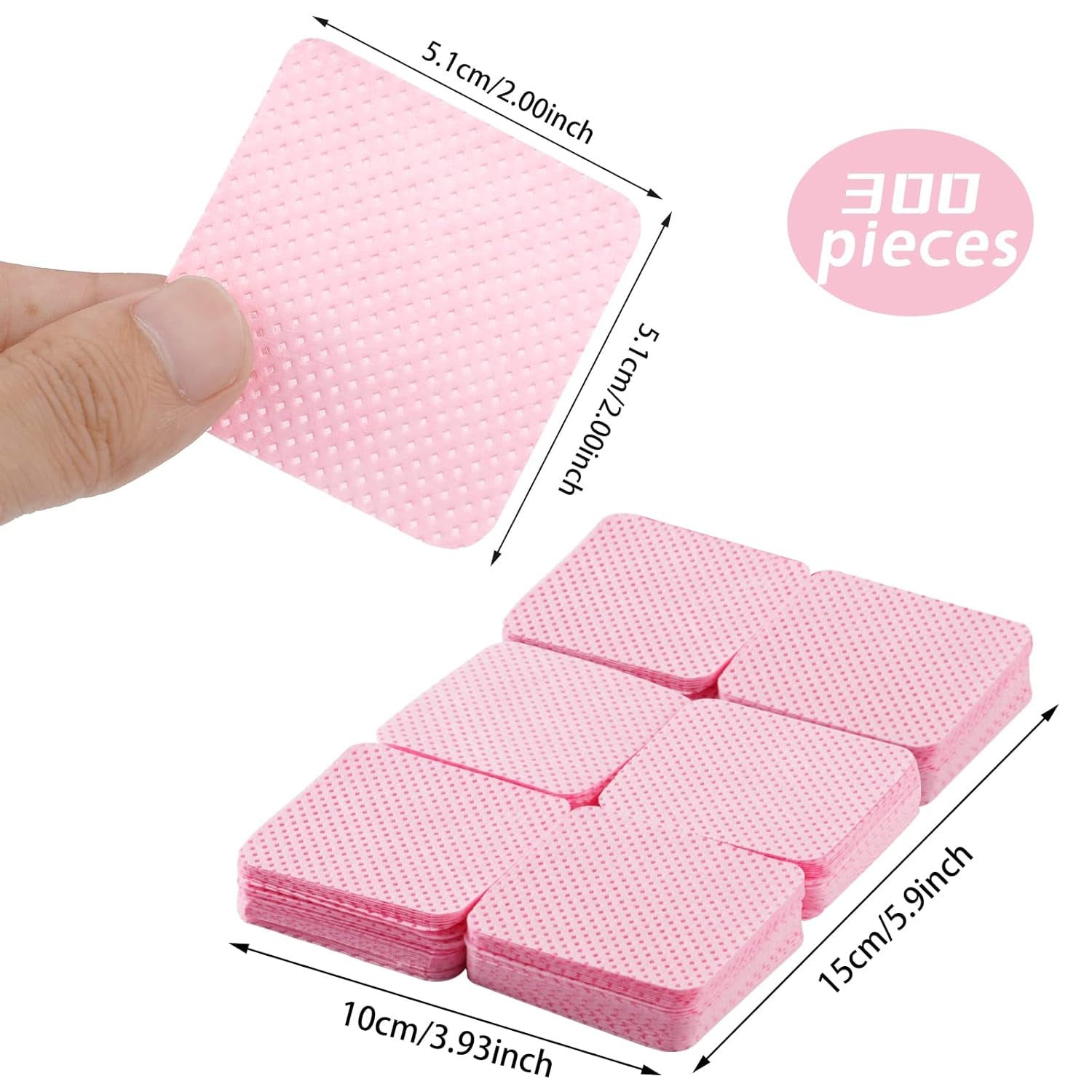 300 pcs Nagellackentferner Pads, Fusselfreie Nägel Wattepads Für Nägel Nagellackentferner Lint Free Nail Wipes Cleaner Gelnägel - Rose