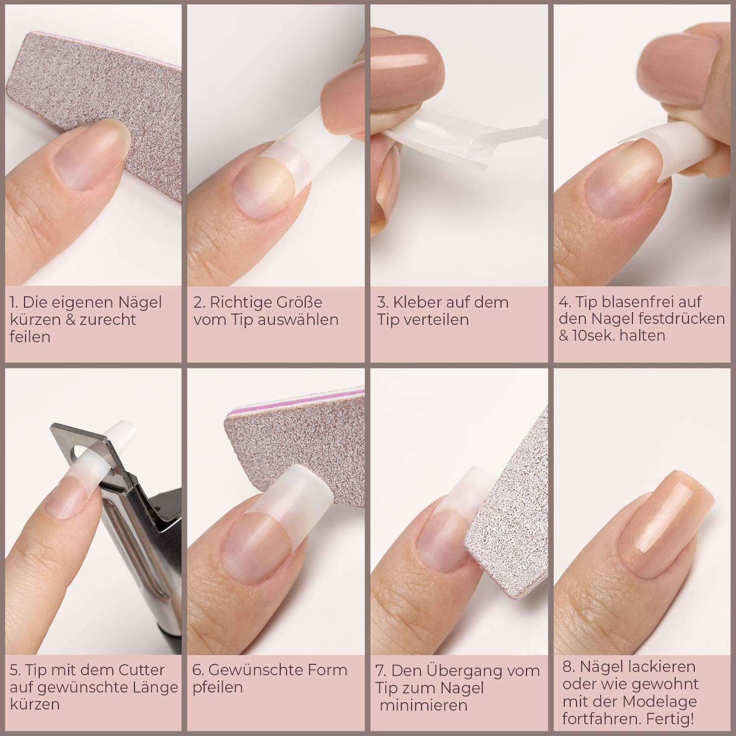 ® Ongles artificiels à coller 500 pièces Faux ongles - Ongles en gel stables - Ongles de qualité studio (couleur naturelle)