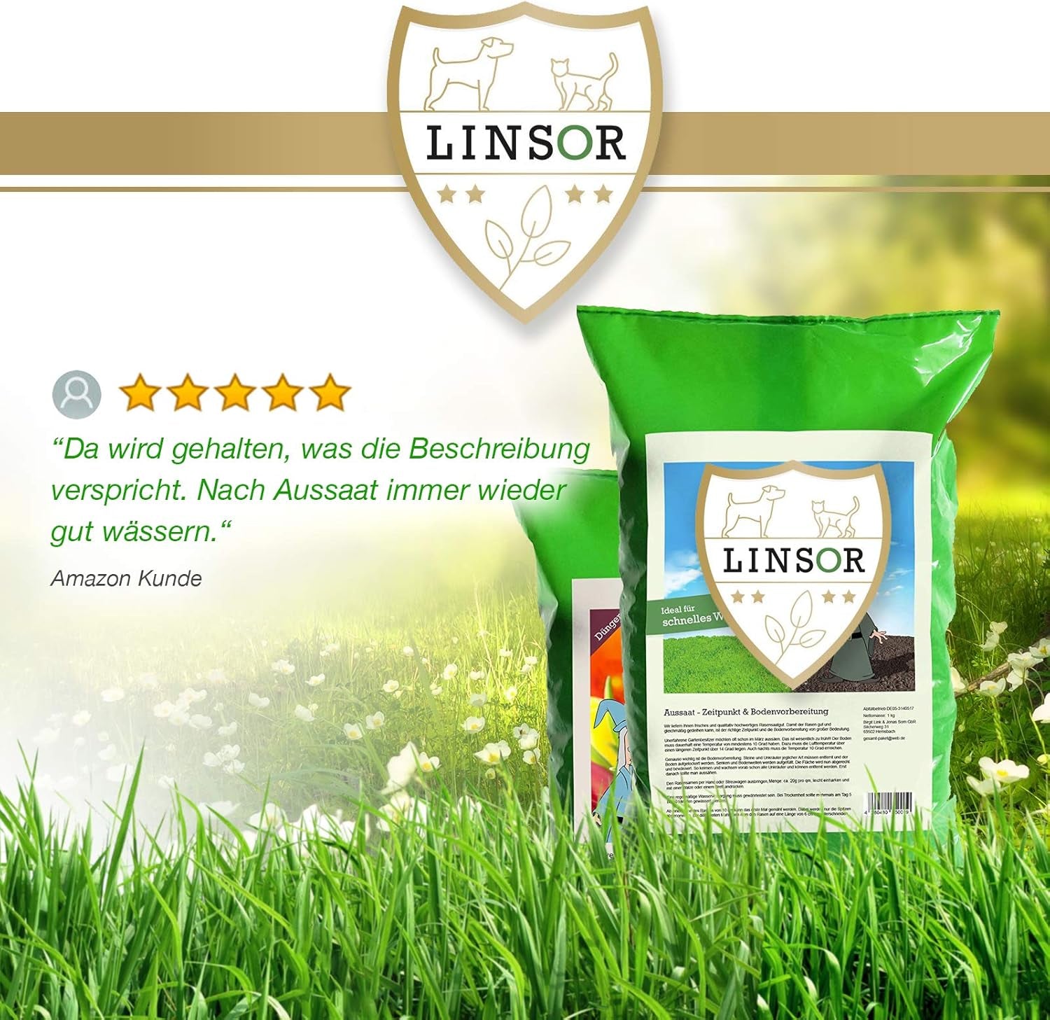 Universalrasen, 1Kg Für 25 M², Rasenmischung, Grassamen Sattgrün, Frühjahr Aussaat