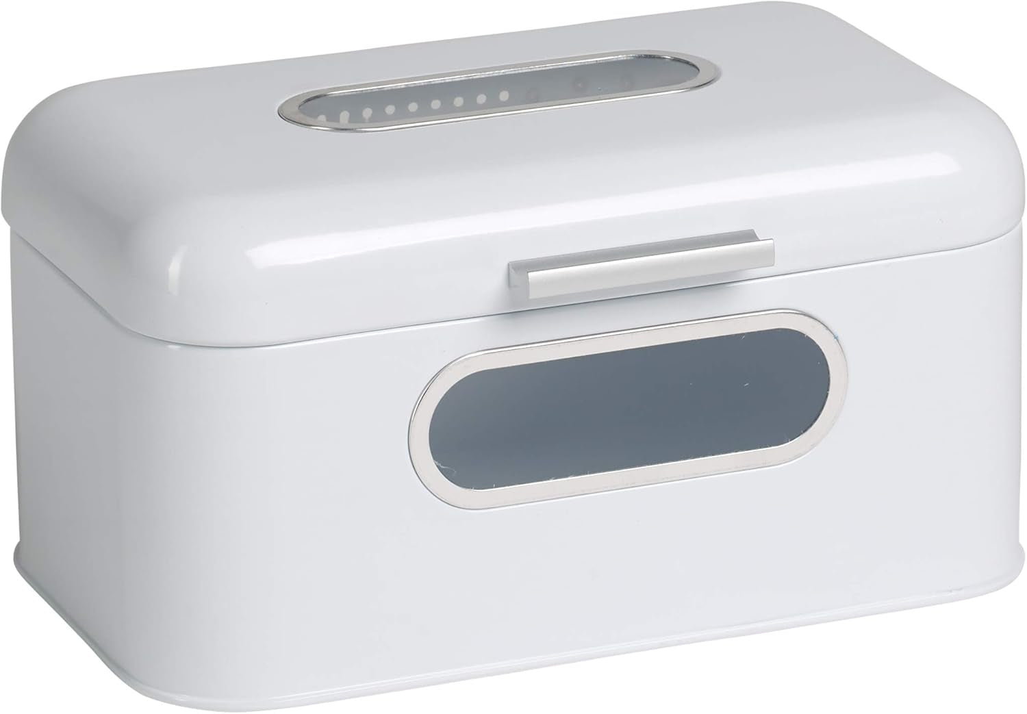 ECHTWERK Corbeille à Pain Rétro en Métal avec Fenêtre et Couvercle, Ensemble de 3 Boîtes de Rangement Élégantes, Capacité 1,4 L, Boîtes de Conservation Alimentaires Rouges Naty Shop Blanc S Simple