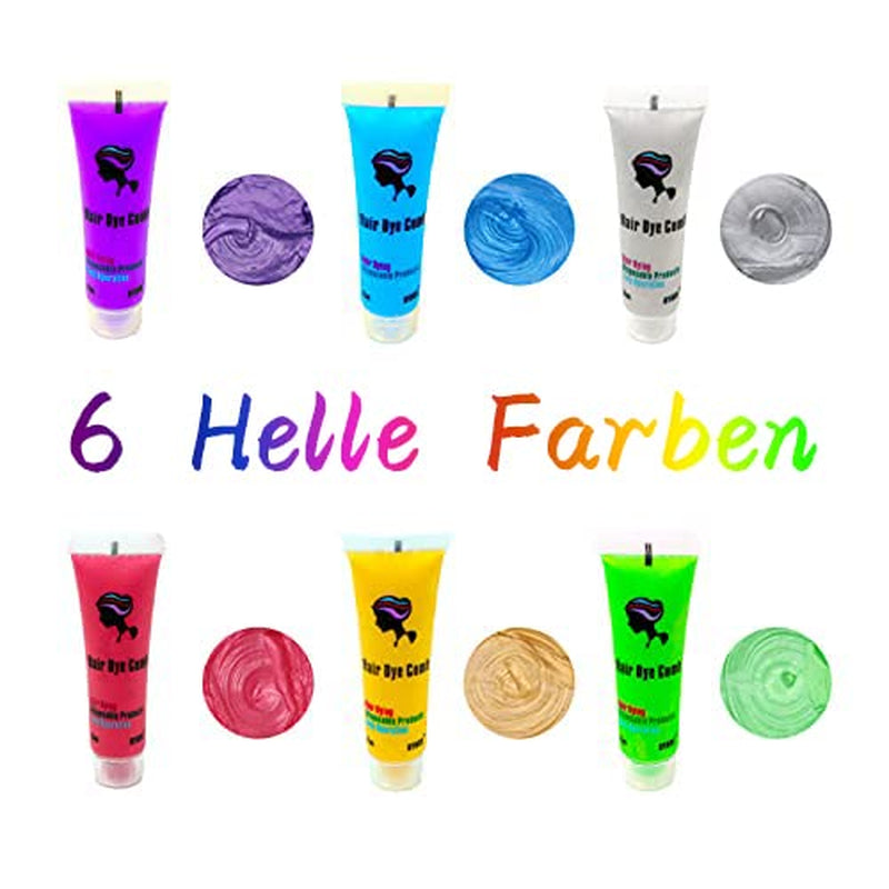 Byhoo 6PCS Teinture capillaire temporaire pour cheveux noirs, craie pour cheveux, teinture capillaire lavable, idée cadeau pour les filles, cadeau d'anniversaire pour les adolescentes. Teinture capillaire Naty Shop
