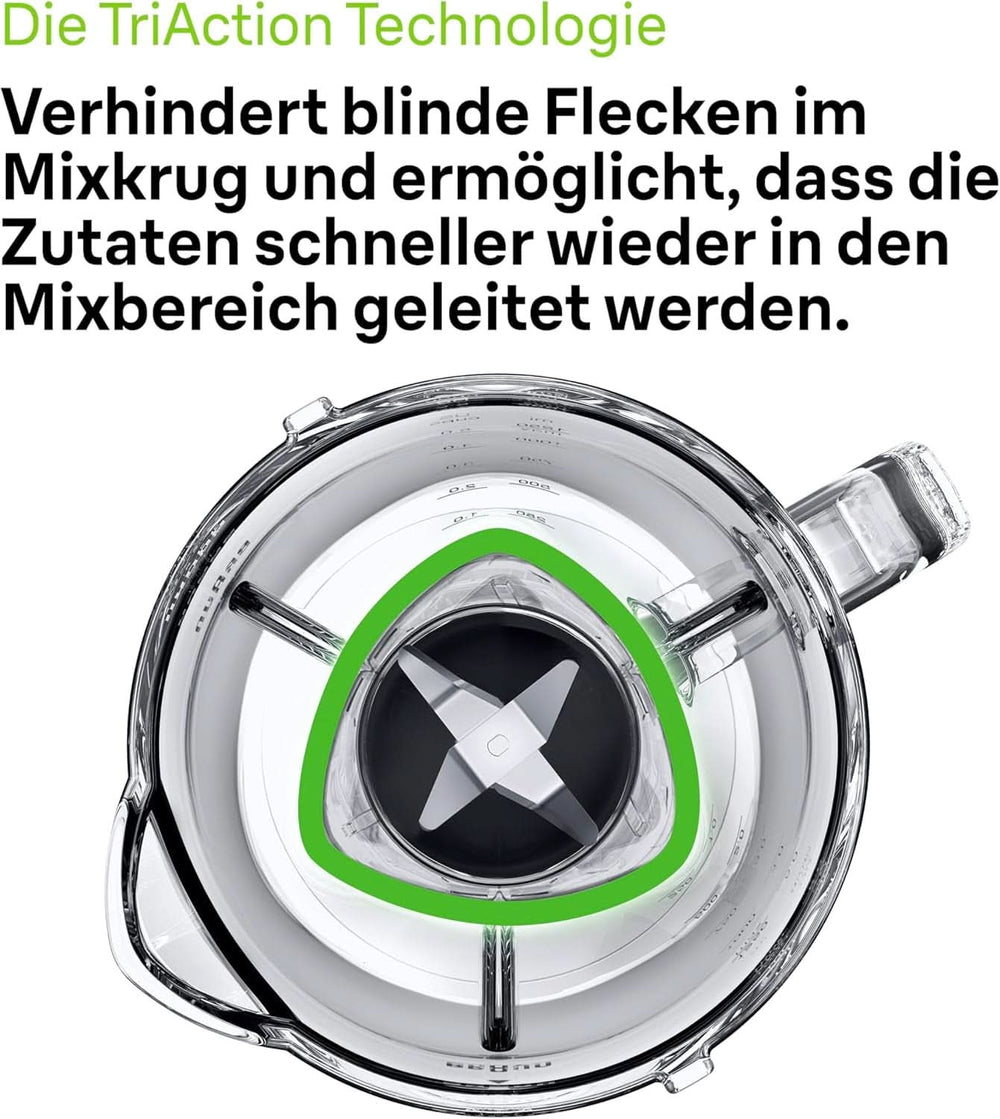 Braun Powerblend 1 JB1050WH - Batteur sur socle avec 1,5 L de bols de mixage en verre, accessoires de cuisine pour mélanger, purifier et mélanger, fonction glace pilée, 2 vitesses de cuisson, 600 watts, blanc cuisine Naty Shop