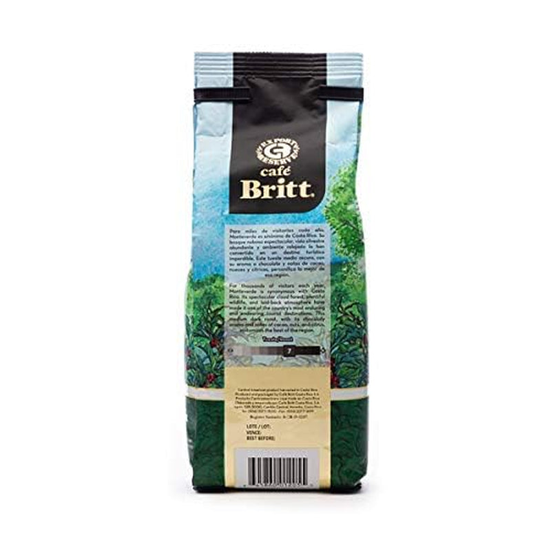 Café Britt® - Costa Rica Monteverde (340 g) (1 paquet) Café Arabica en grains entiers, casher, sans gluten, gourmet et torréfaction moyennement foncée