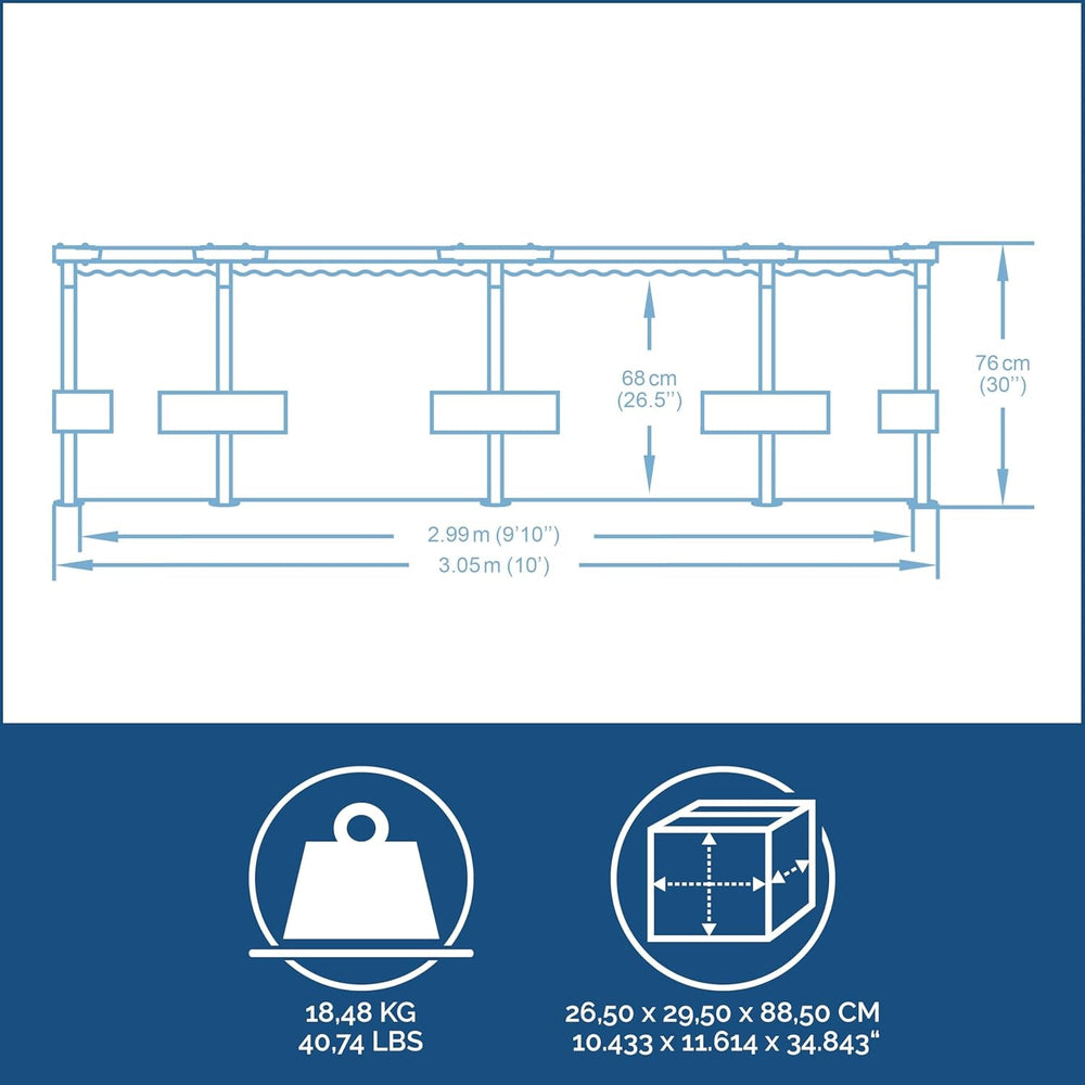 Piscină Bestway Steel Pro Max Frame, rotundă, fără accesorii, 305 x 76 cm