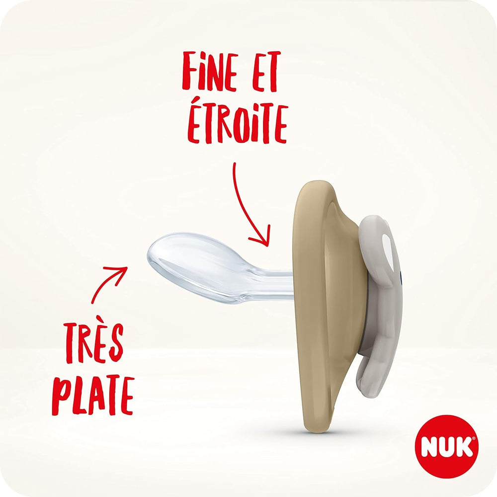 Sucettes NUK Space Night, 0-6 mois, très grandes fentes d'aération, phosphorescentes, silicone sans BPA, renard et coccinelle, paquet de 2