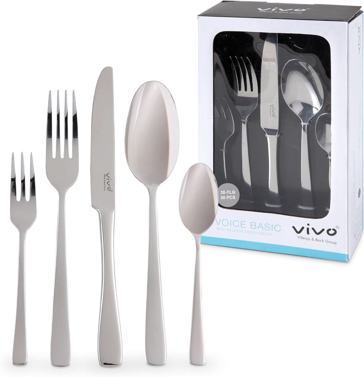 Vivo de Villeroy & Boch - Ménagère Voice Basic 30 pièces pour 6 personnes Naty Shop