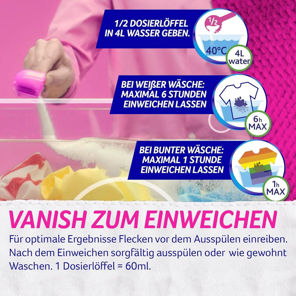 Vanish Oxi Action Powder Pink - 1,125 Kg - poudre détachante et améliorant le linge sans chlore - pour linge coloré Détergents à lessive Naty Shop