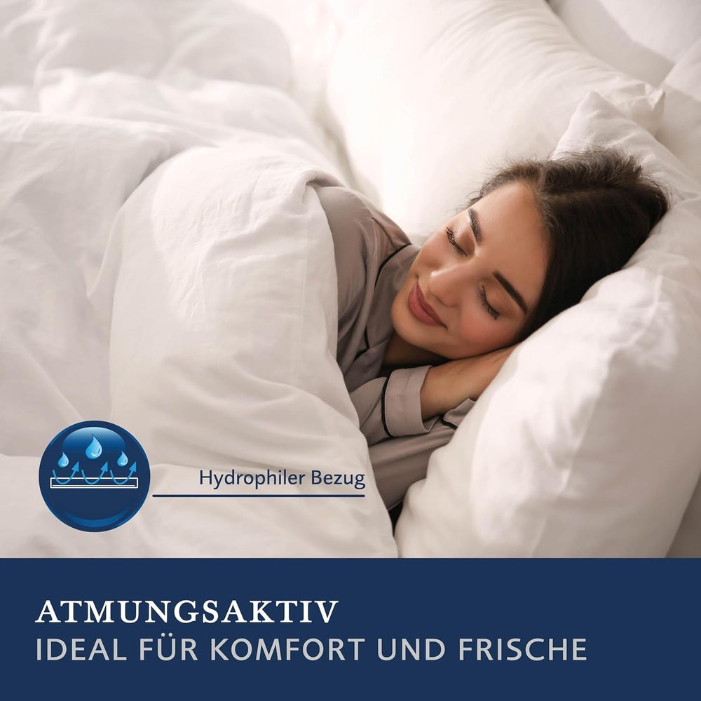 Oreiller en duvet Billerbeck Martina - Oreiller en 80 X 80 Cm - Oreiller à maintien ferme - Duvet d'oie 15% et plumes 85% Oreillers standards Naty Shop