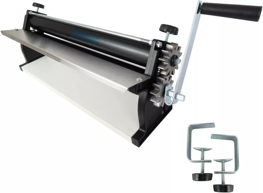 DKN Machine à rouler la pâte à pizza à manivelle Plateau de pâte pour machine à pâtes de 48,8 cm avec rouleaux antiadhésifs et contrôle de l'épaisseur - Construction en acier massif et en aluminium