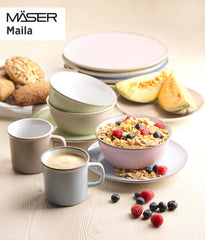 Mäser Geschirr-Set, Steingut Maila Rosa/Grau/Blau/Grün, 4-Personen-Set Vaisselle Naty Shop