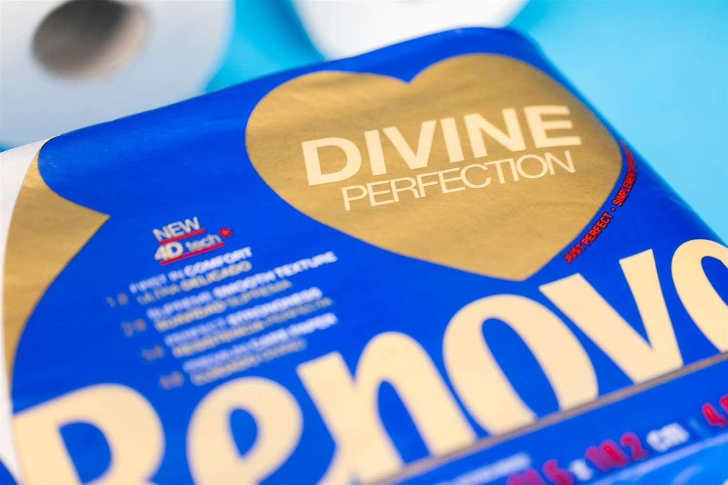 Renova Renova Divine Perfection Papier toilette, 42 rouleaux, papier toilette de qualité supérieure, 4 épaisseurs, ultra doux, extra résistant, épais, doux et absorbant, papier certifié FSC, 4400 g