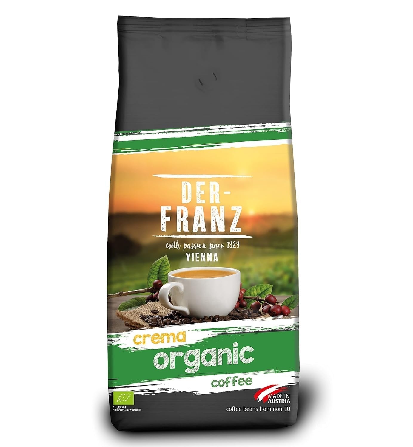DER-FRANZ Café Crème, Intensité 4/5, 100% Arabica, café en grains entiers Café Naty Shop 1 Kg Crème Bio