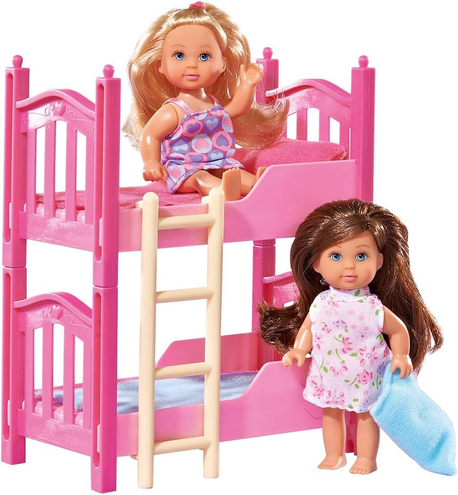 Simba 108178046 105733847 - Evi Love 2 Floor Bed / mit zwei Evi Puppen / mit Stockbett / inklusive Zubehör / Ankleidepuppe / 12cm, für Kinder ab 3 Jahren