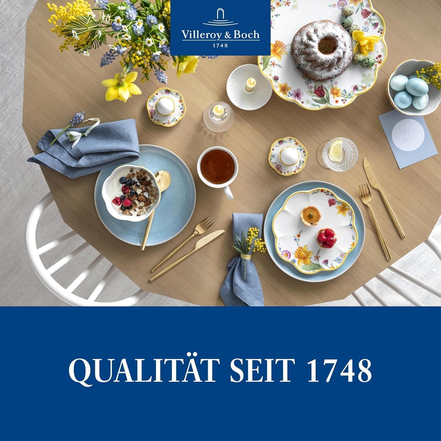 Villeroy & Boch - Service de petit-déjeuner pour 2 personnes, 6 pièces, service de table de Pâques, petit-déjeuner, Pâques, service à café, vaisselle de printemps, porcelaine