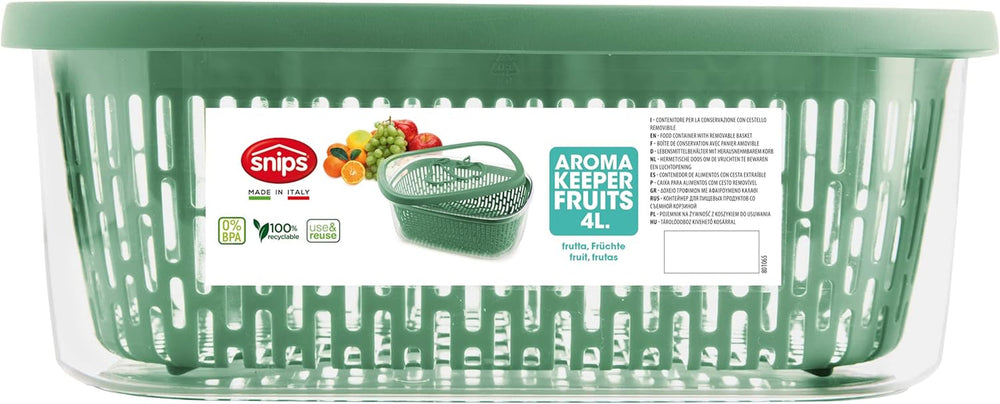 Scie pour conserver l'arôme des fruits, plastique, verte, 4 LT - rectangulaire Boîtes de conservation alimentaire Naty Shop