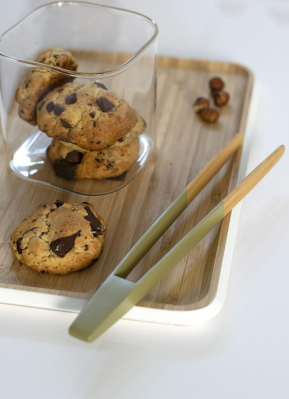 Lot de 3 récipients carrés en verre avec couvercle en bambou - 800 ml, verre borosilicate, bambou, silicone, naturel, 11 x 11 x 11 cm Boîtes de conservation alimentaire Naty Shop