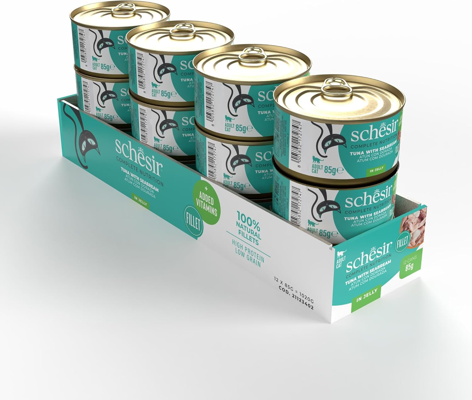 Thon à la gelée dorée, nourriture humide pour chat, en conserve, 100% naturelle, avec vitamines ajoutées, 12 x 85g