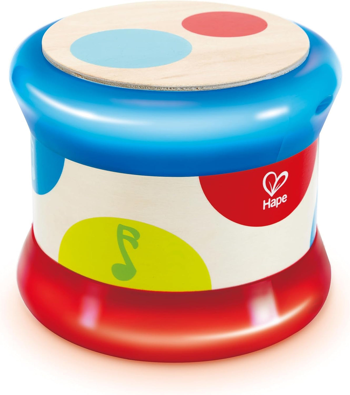 Hape Baby Drum | Jucărie muzicală rulantă pentru ca cei mici să învețe ritmul și diferite sunete, funcționează cu baterii, de la 6 luni Jucarii Bebe Naty Shop Titlu implicit