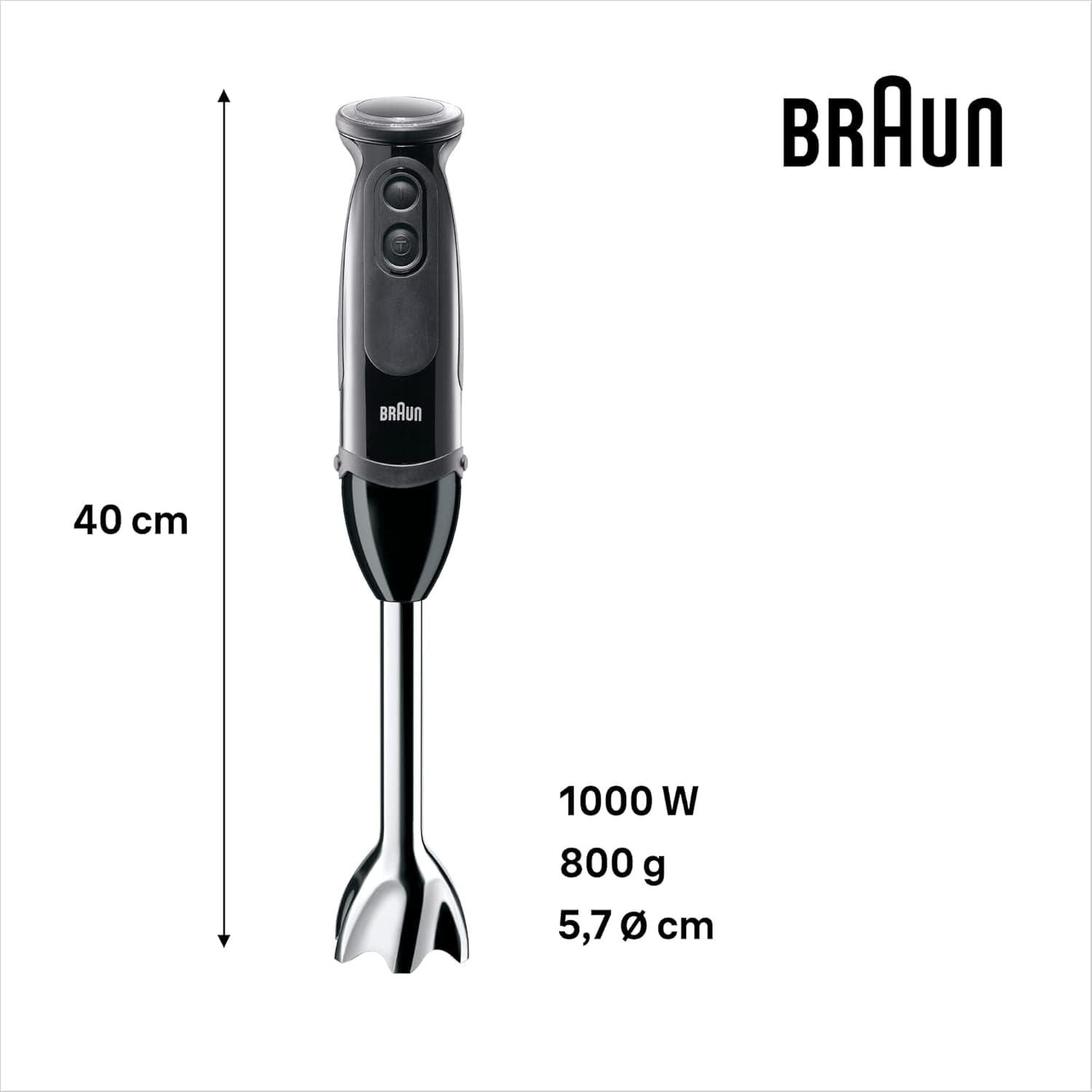 Braun Household Multiquick 5 MQ 5237 BK Batteur sur socle 0,5 L Schwarz 1000 W Cuisine Naty Shop
