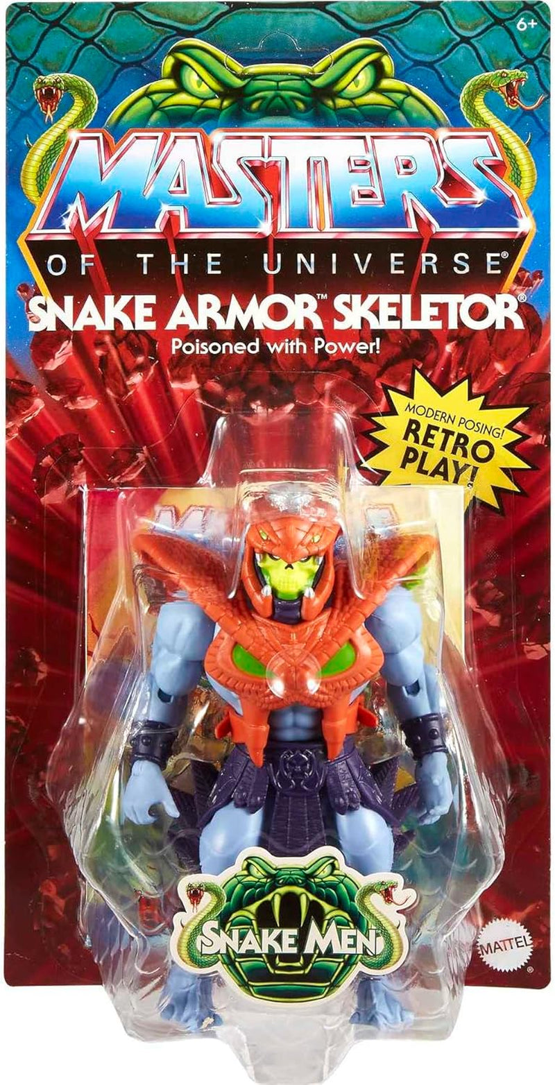 MASTERS of the UNIVERSE Snake Armor Skeletor - 16 articulations mobiles, emballage rétro, mini bande dessinée, pour enfants de 6 ans et plus et collectionneurs adultes, figurines d'action HKM68 Naty Shop