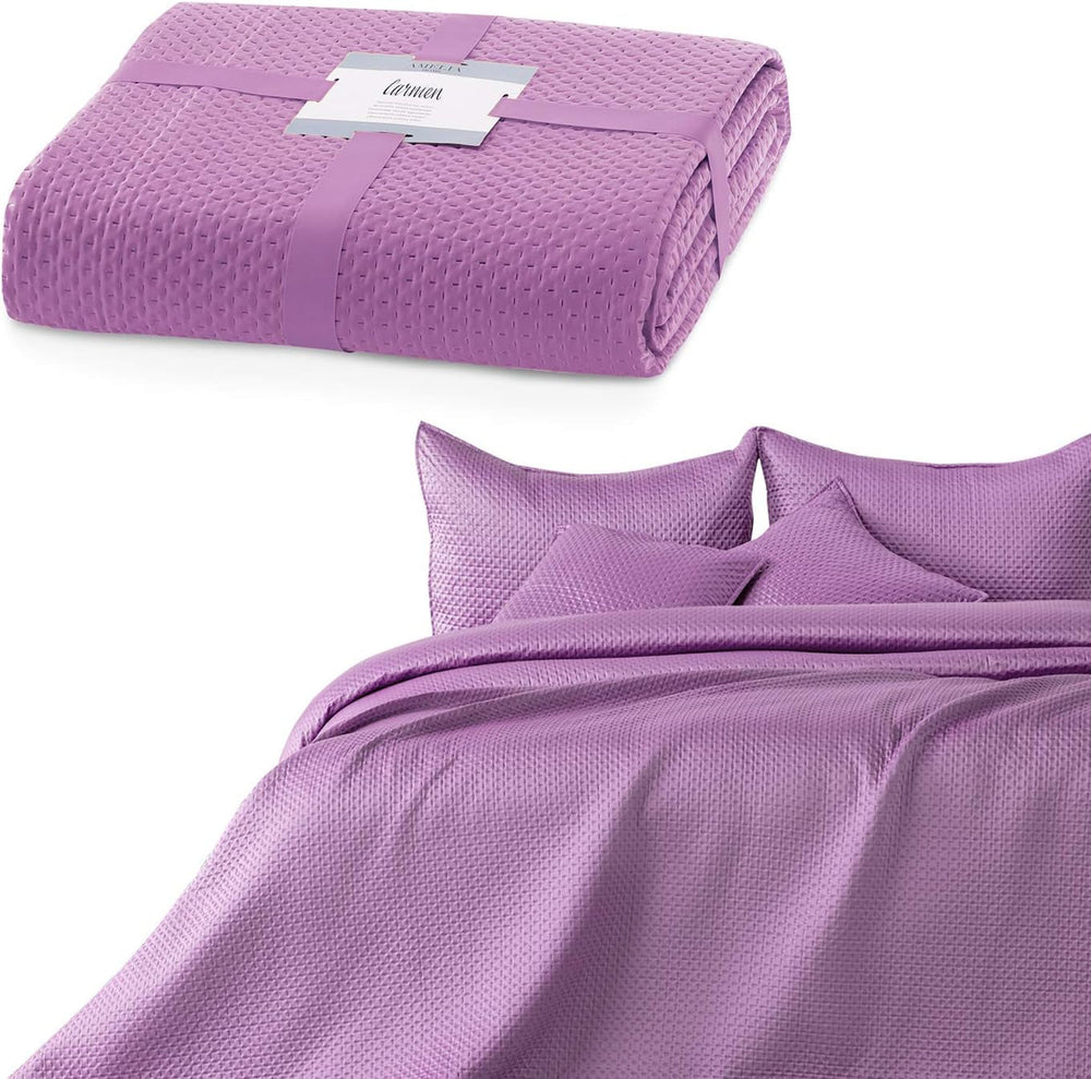 Ameliahome couvre-lit 200X220 Cm couvre-lit vert foncé avec deux côtés en relief Mat Satin Carmen Lits et Couvertures Besuche den AmeliaHome-Store Carmen Lila 170X210 Cm