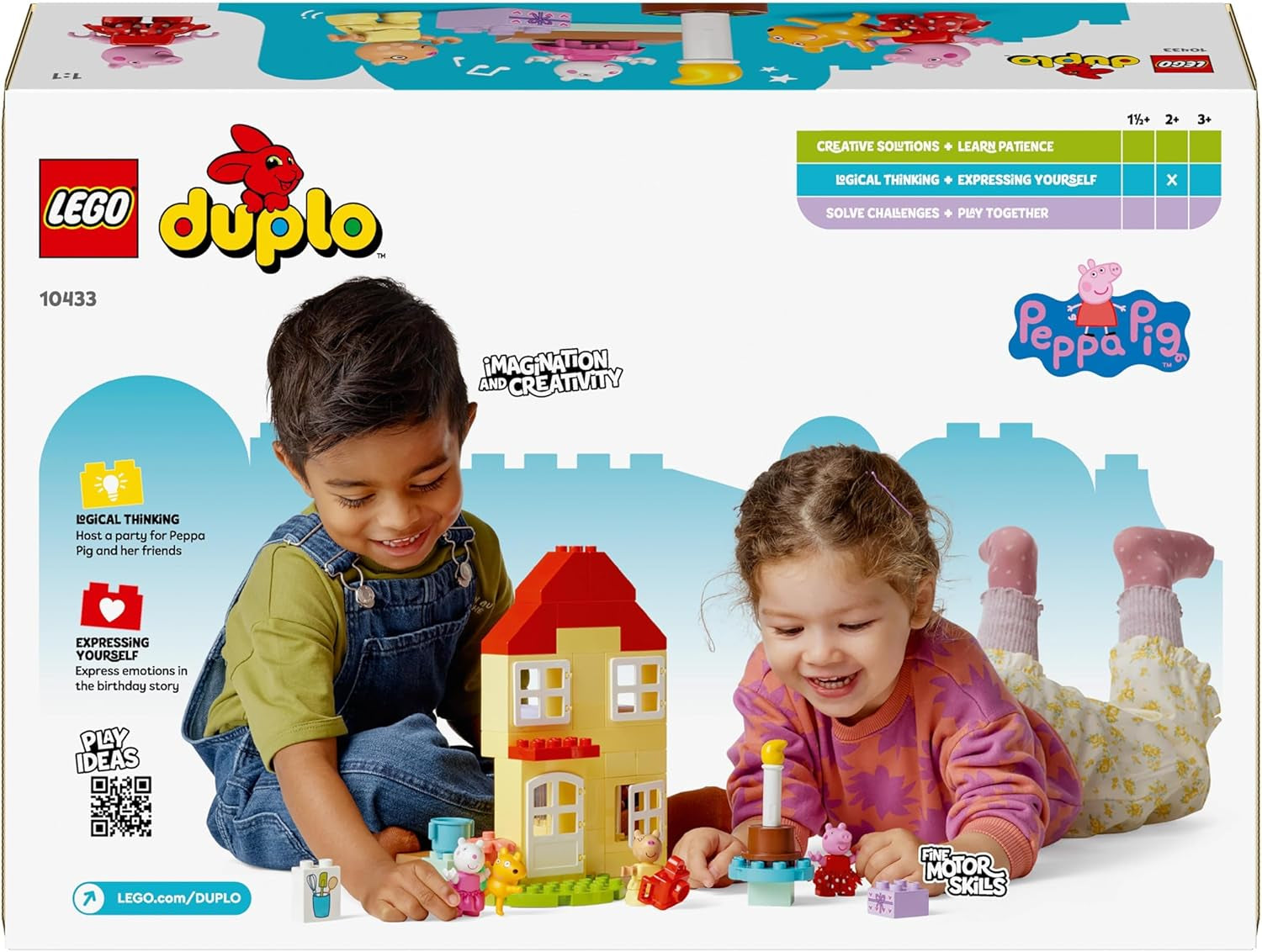 LEGO DUPLO La maison d'anniversaire de Peppa : jouet créatif à 3 figurines, construisez et reconstruisez une maison de jouets pour les enfants de 2 ans, les garçons et les filles, favorise la dextérité 10433 Jeux de construction Besuche den LEGO-Store