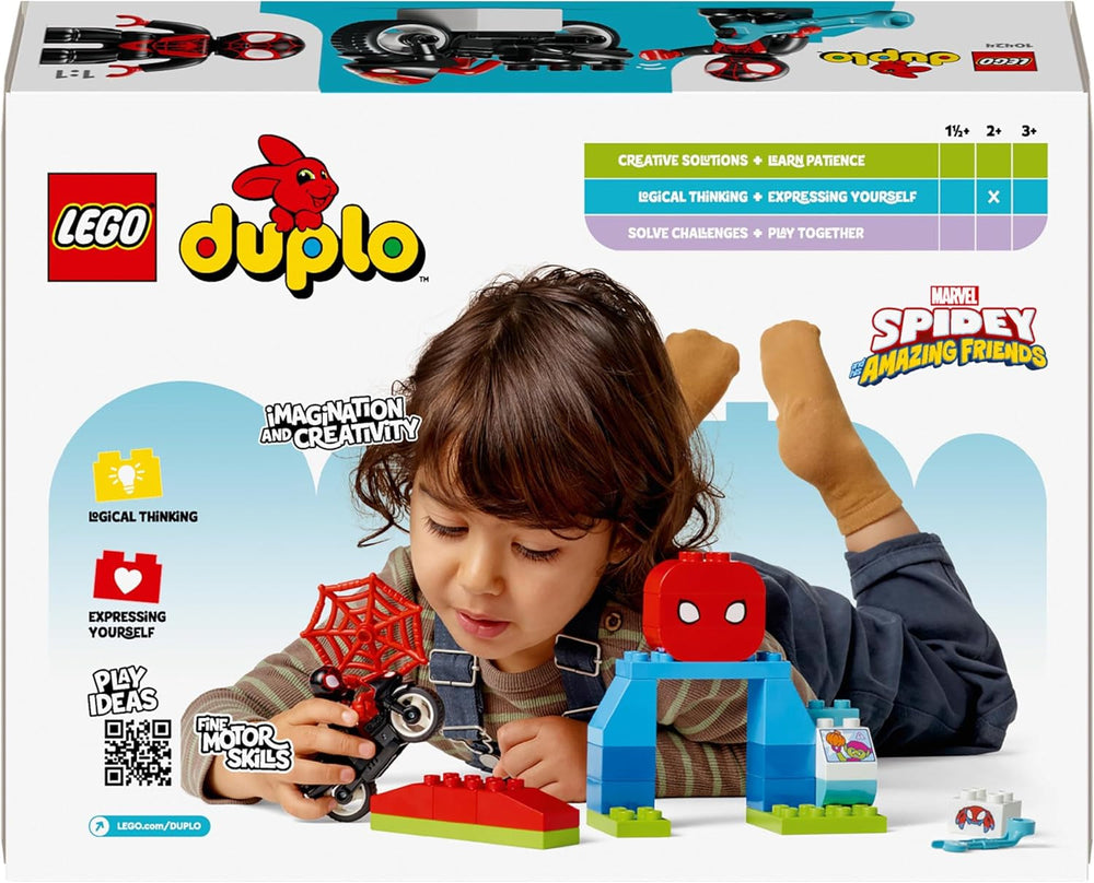 LEGO DUPLO Marvel Spins Motorcycle Adventure, Fantasy Playset pour la série TV Spidey et ses super amis, jouet éducatif à construire et à reconstruire pour les enfants de 2 ans et plus 10424 Jeux de construction Besuche den LEGO-Store