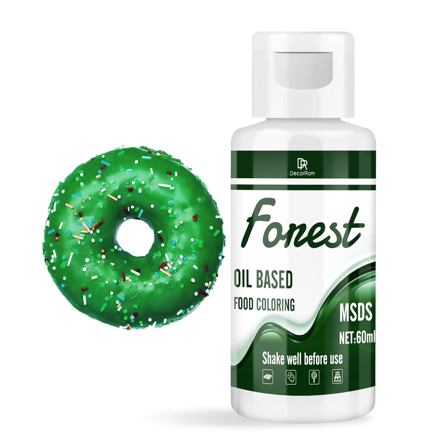 Farines à pâtisserie pour chocolat - 60 ml de couleurs à base d'huile pour fondant, décoration de gâteaux, dos - Colorant alimentaire flottant pour beurre de cacao, crème au beurre, cuisine (noir) Naty Shop Wald