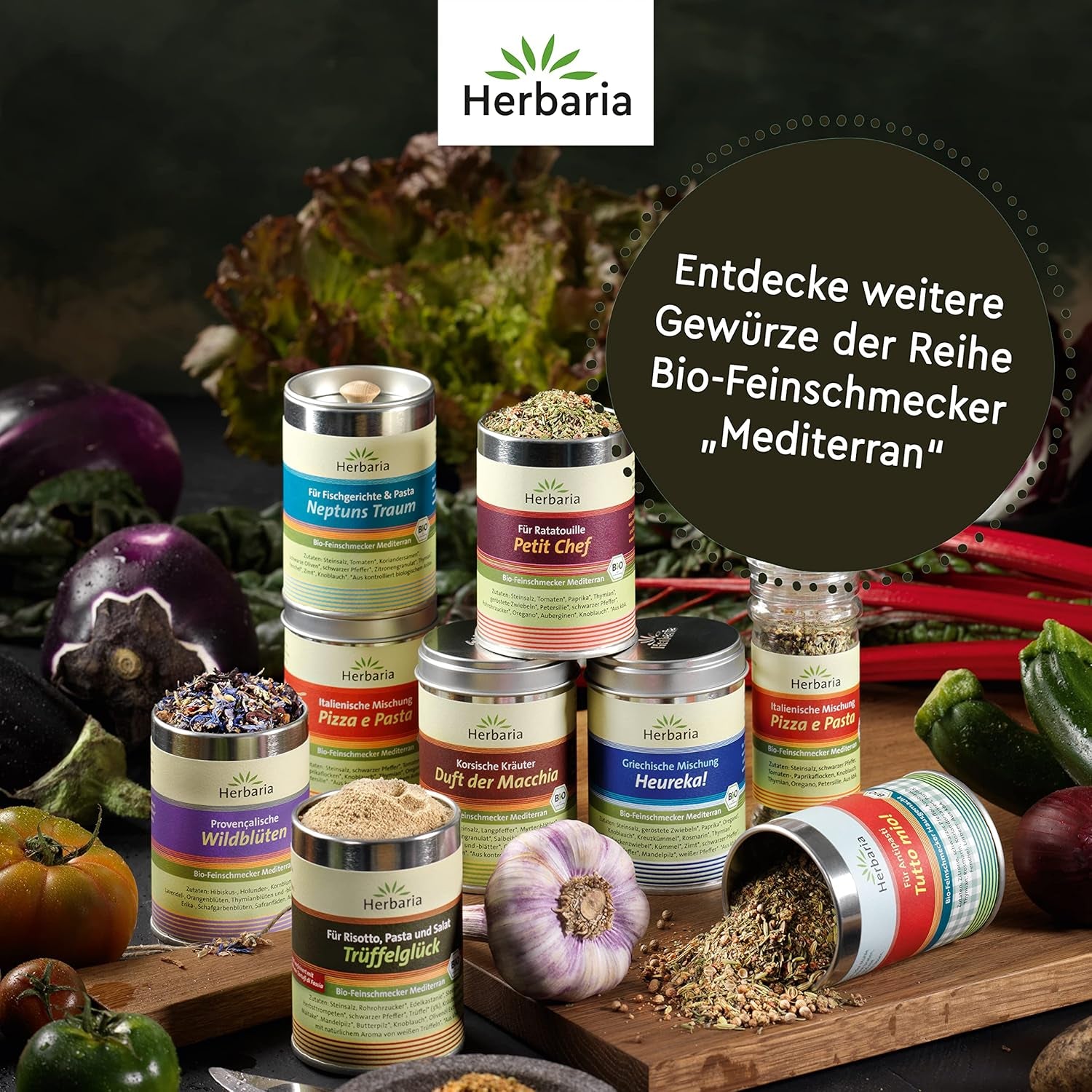 Herbaria Trüffelglück bio 110g M-Dose - Fertiges Bio-Pilz- & Trufflegewürz für intensiv-köstliche Gerichte - with erlesenen Ingredient - in nachhaltiger Aromaschutz-Dose