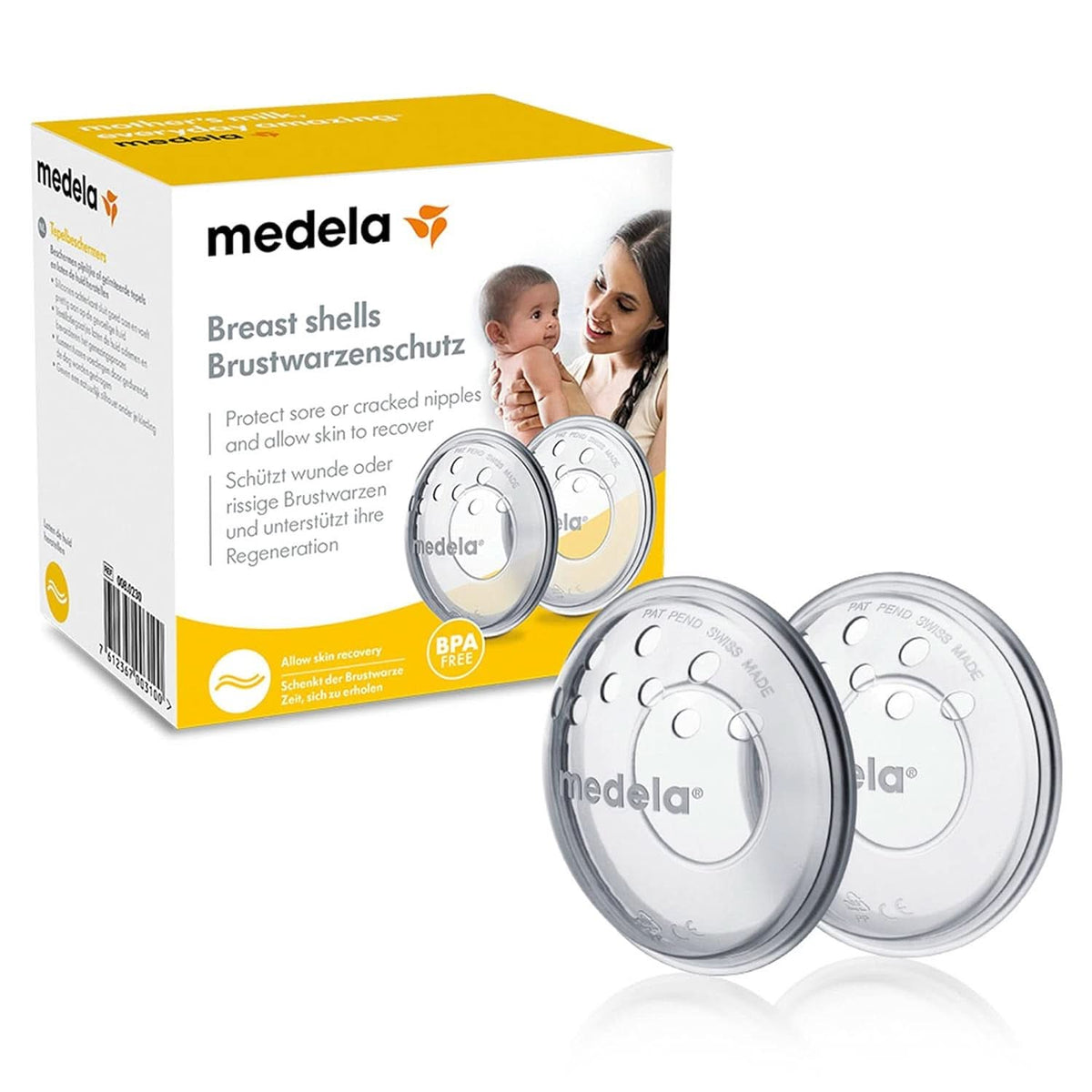 Medela Milchauffangschalen – Sans BPA, Aus Weichem, Flexiblem Silikon – 2Er-Set Accessoires Alimentation et Allaitement Bebe Naty Shop 2 Stück (1Er Pack) Brustwarzenschutz