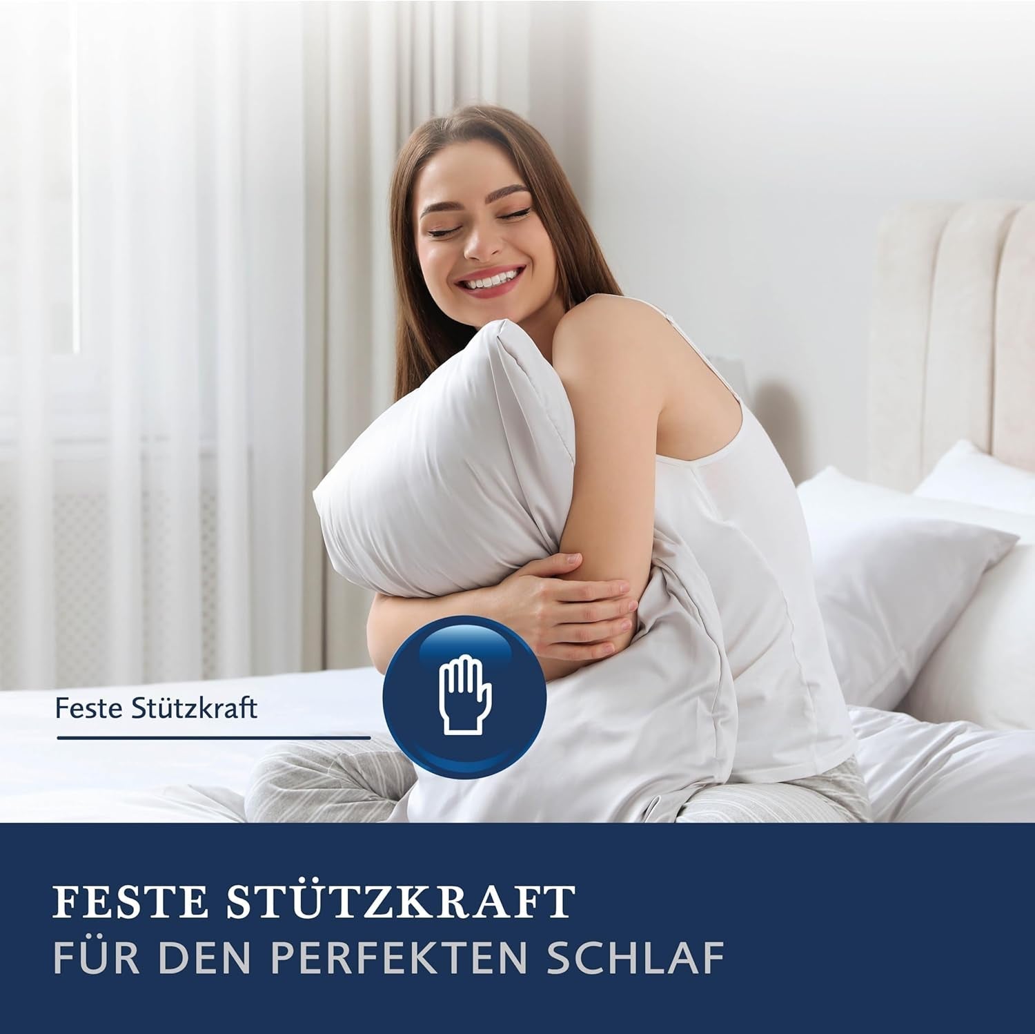 Oreiller en duvet Billerbeck Martina - Oreiller en 80 X 80 Cm - Oreiller à maintien ferme - Duvet d'oie 15% et plumes 85% Oreillers standards Naty Shop