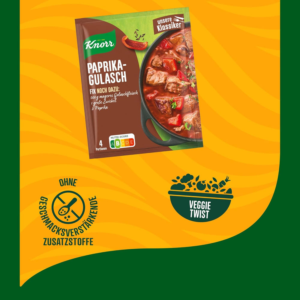 Knorr Fix Würzmischung Paprika-Gulash pour un leckeres Fleischgericht avec des ingrédients naturels 4 portions
