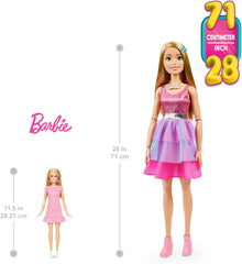 Poupée Barbie Extra Large (71 cm) - robe rose, cheveux blonds avec barrette et collier, cadeau pour enfants à partir de 3 ans, HJY02 Dolls Naty Shop