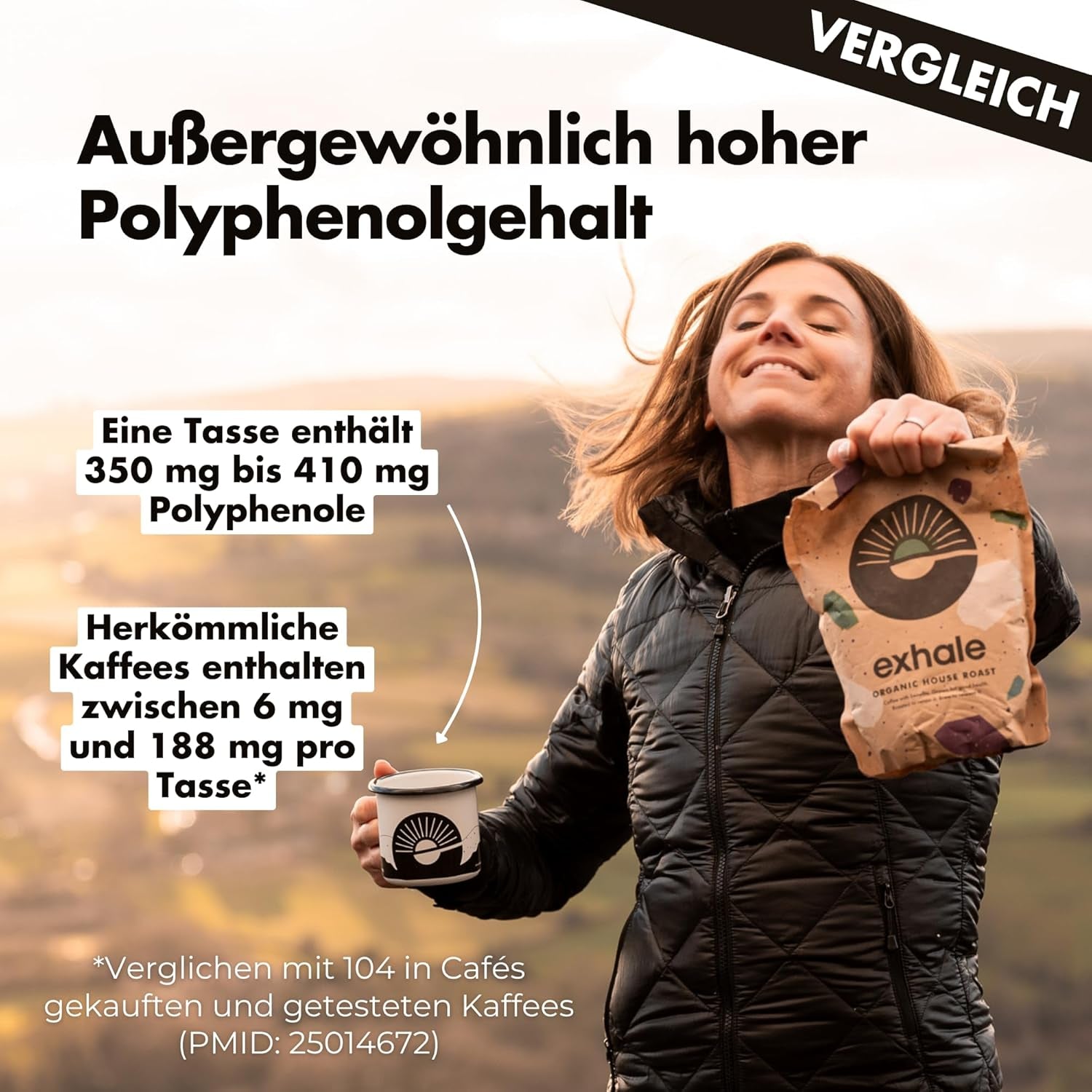 EXHALE Bio GANZE BOHNEN – Dunkel Gerösteter Kaffee – Emballage 450g – Sans mykotoxines et sain pour le café Bulletproof – Origine unique et 100% Arabica Bohnen