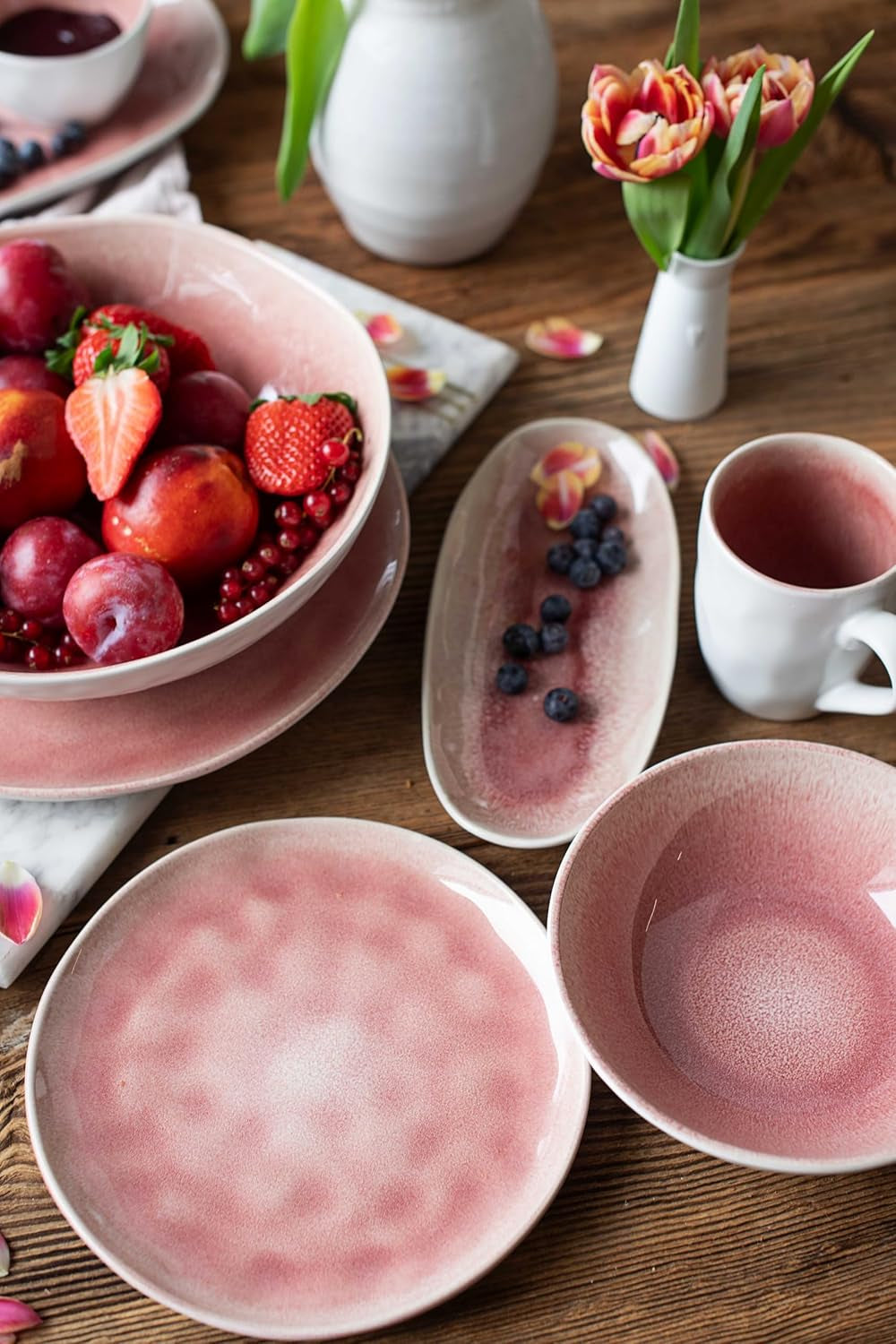 MÄSER 934111 Series Frozen, Set de Cuisine en Céramique pour 4 Personnes, Service Combiné à 16 Personnes avec Formes Organisées, dans un Service de Cuisine à Bière, Berry