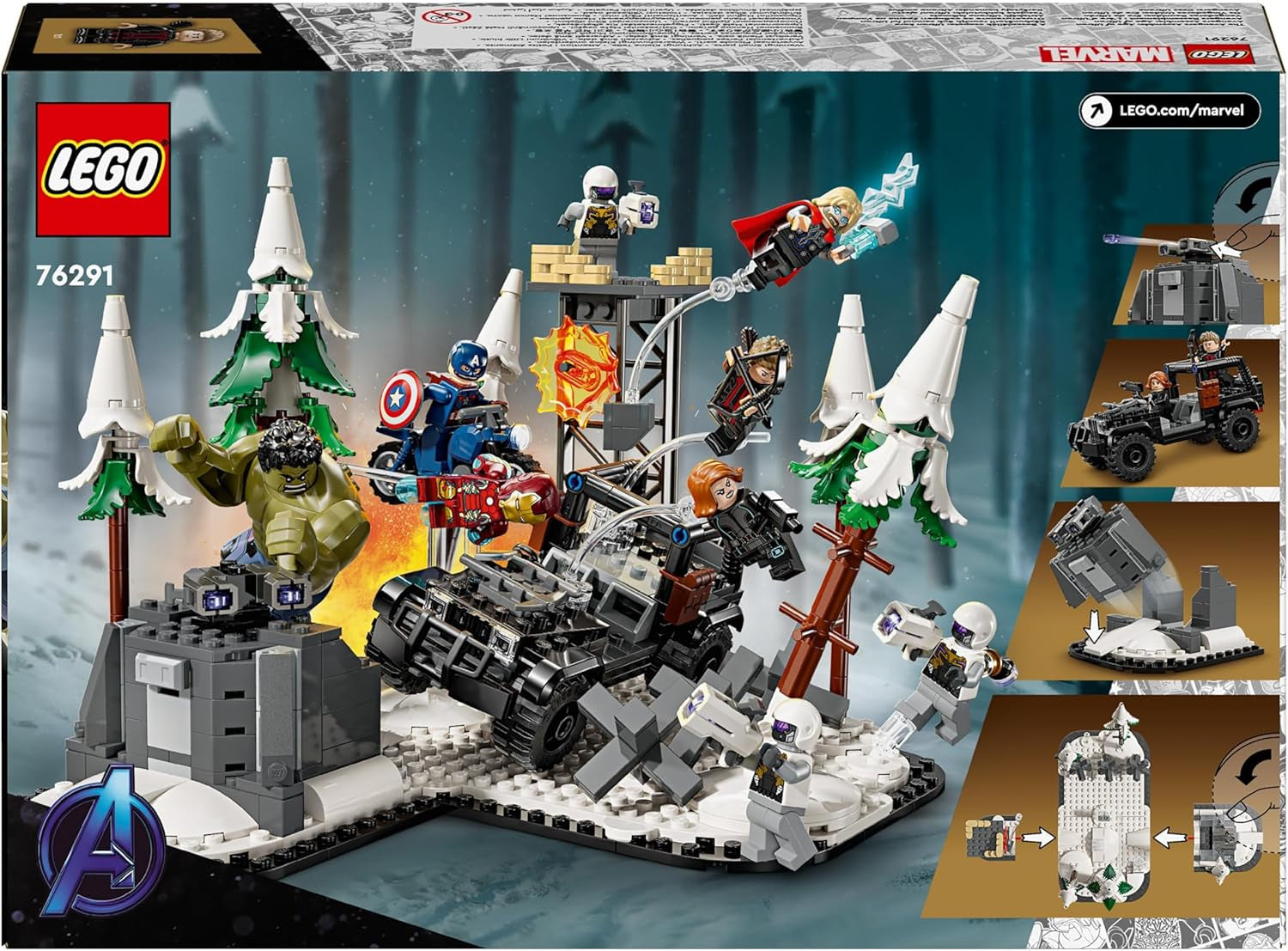 LEGO Marvel Avengers Assemble : Age of Ultron, ensemble de construction et de jeu avec 8 figurines de super-héros tels que Thor, Hulk et Iron Man, jouet de construction pour garçons et filles, set d'aventure 76291 Jeux de construction Besuche den LEGO-Store