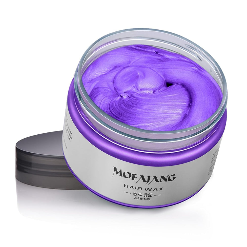 Cire de coloration capillaire temporaire Pommade naturelle, formule à base de plantes lavable pour hommes et femmes, cire de teinture capillaire mate pour fête, cosplay et Halloween, teinture capillaire sans graisse, 120 g (violet) Naty Shop Coloration capillaire violette