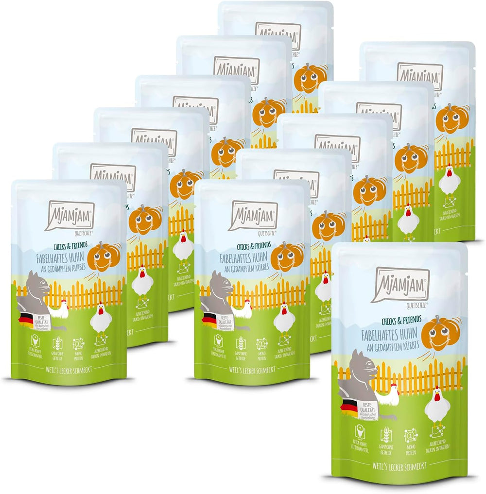 MjAMjAM - Quetschie - Chicks & Friends fabelhaftes Huhn an gedämpftem Kürbis 12 x 125g