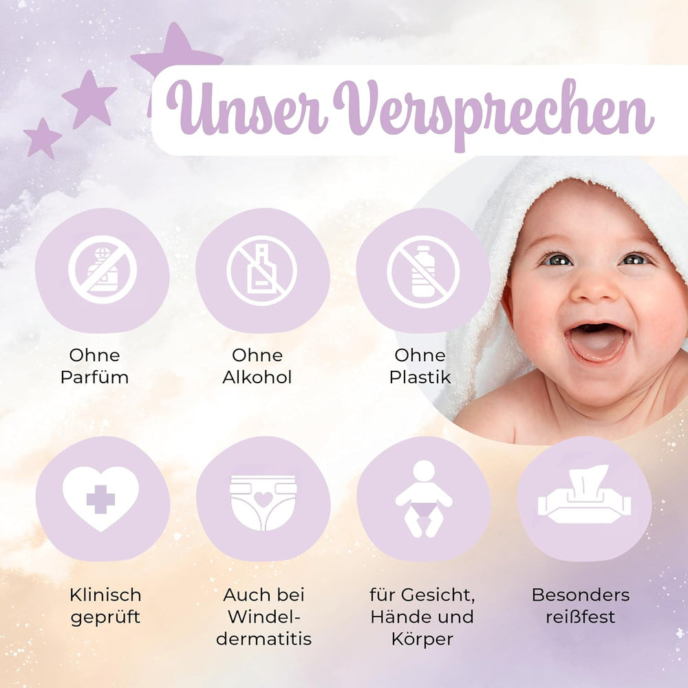 Lingettes humides Millis Bamboo Baby Sensitive pour peau délicate de bébé - 5 x 60 pièces - Nettoyage naturel, doux et durable - Lingettes bébé biodégradables, sans plastique et sans alcool