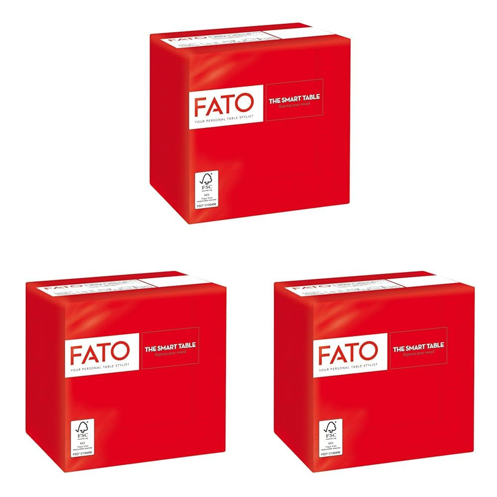 - Serviettes en papier jetables, idéales pour l'apéritif et les cocktails, paquet de 100 serviettes, format 24X24, 4 plis, 2 couches, couleur rouge, papier 100% pure cellulose, certifié Fsc