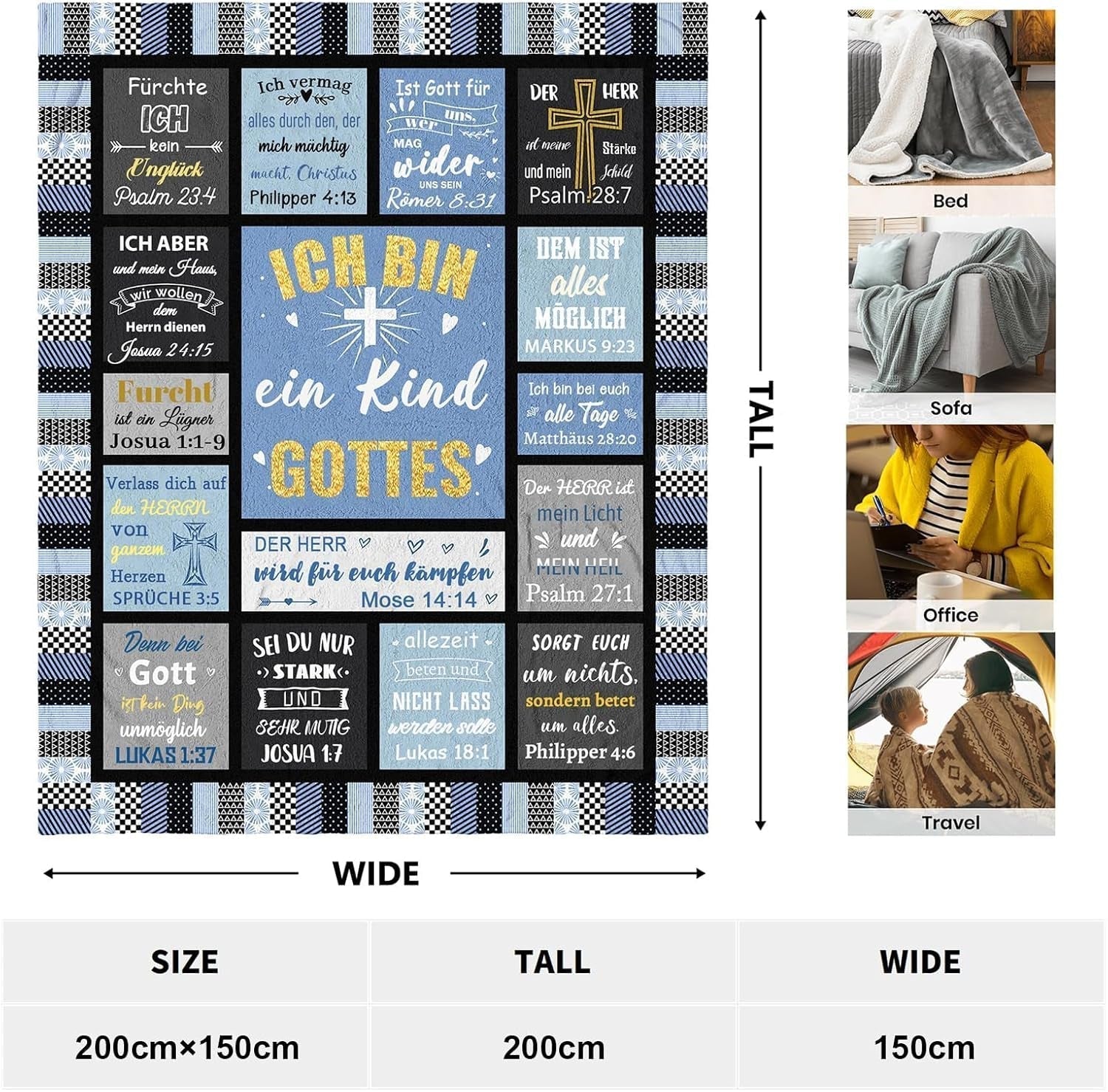 ZQYMM Cadeaux chrétiens pour femmes et hommes, cadeaux de baptême/confirmation pour filles/garçons, cadeaux inspirants/religieux, cadeaux spirituels catholiques, cadeaux d'anniversaire chrétien ZQYMM Lits et couvertures