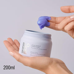 Schwarzkopf Professional BLONDME Bond Repair Purple Mask Masque pour cheveux frais Neutralise les tons jaunes pour cheveux teints, décolorés et clairs Revitalisant et fortifiant en profondeur 200 ml Masque capillaire Naty Shop