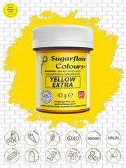 Colorant alimentaire Sugarflair Max Concentré Jaune Extra, colorant alimentaire très concentré pour pâte d'amande et fondant, colorant en pâte Max Concentrate - 42 g