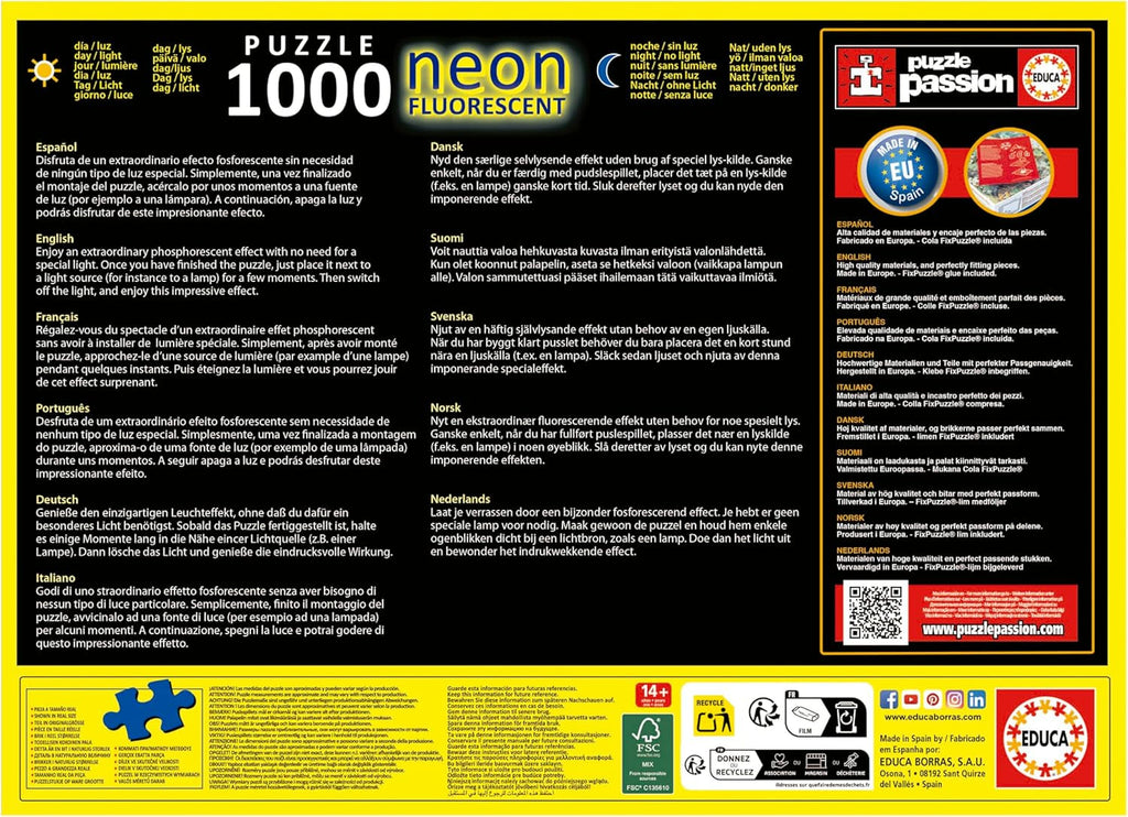 Educa - Puzzle 1000 piese pentru adulti | Imagini cu stele, puzzle 1000 piese pentru adulti si copii de la 14 ani, fluorescent, luminos in intuneric (19561) Puzzle Naty Shop