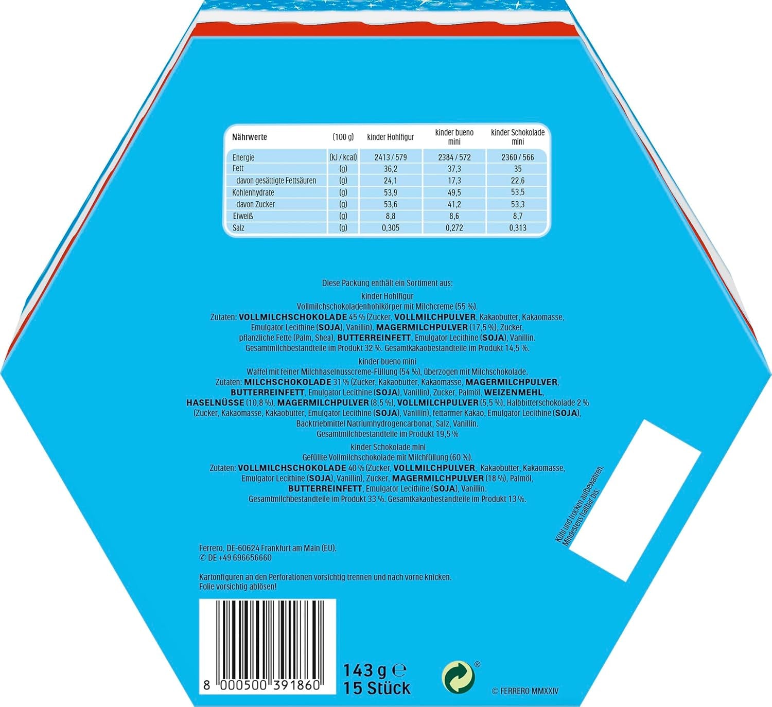 Assiette de Noël Kinder Mix - délicieuses spécialités chocolatées de la gamme Kinder - 143g