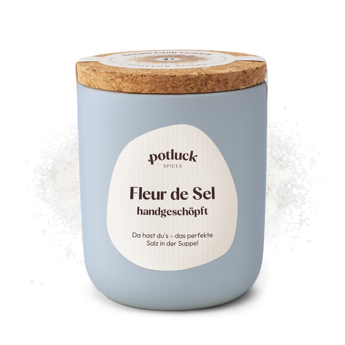 Repas-partage | Fleur de Sel handgeschöpft | Meersalz sur le dessus en céramique | 80g | Végétalien, sans gluten et avec des ingrédients naturels