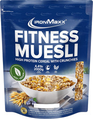 IronMaxx Fitness Muesli - Biscuits et crème, sac de 2 kg | Muesli végétalien riche en protéines et croustillant | Faible en sucre et riche en fibres