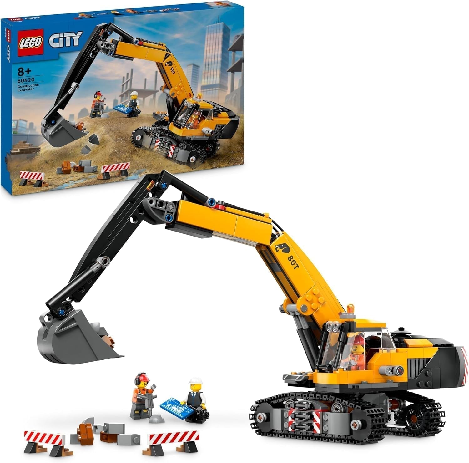 LEGO City Pelle sur chenilles - Pelle pour enfants de 8 ans - Modèle de pelle - Jouet de construction - Camion à construire avec accessoires et 3 figurines 60420 Ensembles de construction Besuche den LEGO-Store Default Title
