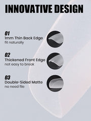 EBANKU 420 pièces de pointes d'ongles carrées courtes, pointes mates à couverture complète, pointes en gel souple, pointes d'ongles en gel transparent pré-polis, pointes d'extension d'ongles artificiels, 15 tailles (carré court)